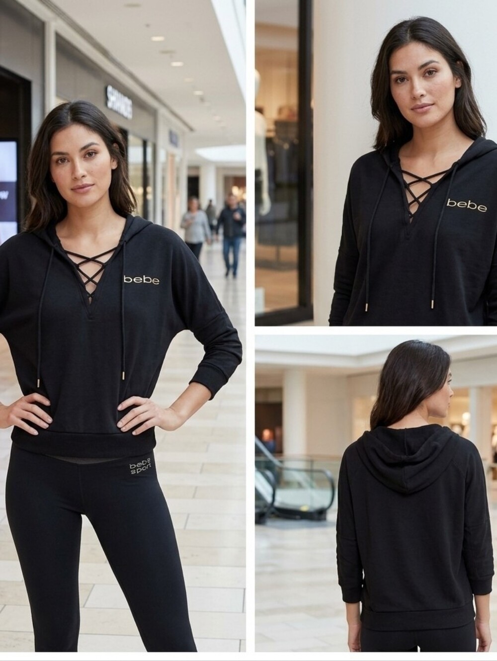 Bebe 💛Sport Lace Up Dolman Hoodie